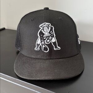 New Era Black White Patriotic Football Logo Trucker Hat